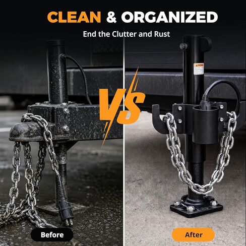 Upgraded Aluminum Trailer Towing Chain Organizer with 7-Way Plug Holder, Heavy Duty Towing Organizer for 2" & 2-1/4" Tongue Jack, RV, Anti-Rust Camper Hitch Cable Wire Management Accessories in Saudi Arabia