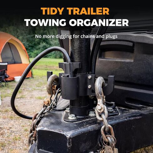 Upgraded Aluminum Trailer Towing Chain Organizer with 7-Way Plug Holder, Heavy Duty Towing Organizer for 2" & 2-1/4" Tongue Jack, RV, Anti-Rust Camper Hitch Cable Wire Management Accessories in Saudi Arabia