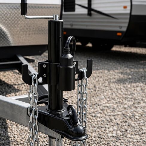 Upgraded Aluminum Trailer Towing Chain Organizer with 7-Way Plug Holder, Heavy Duty Towing Organizer for 2" & 2-1/4" Tongue Jack, RV, Anti-Rust Camper Hitch Cable Wire Management Accessories in Saudi Arabia