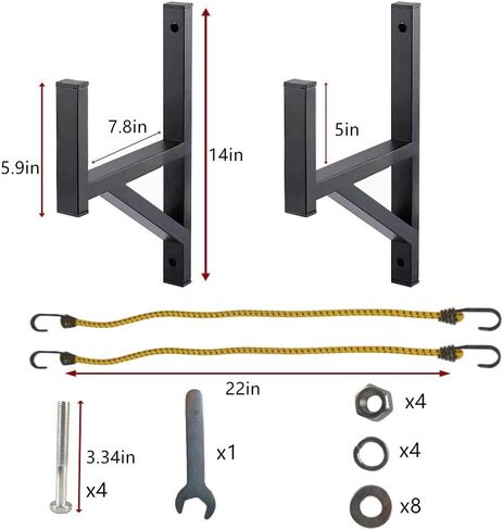 Ladder Rack for Truck, Side Mount Trailer Ladder Rack, 2 Racks Heavy Duty Enclosed Trailer Accessories with Bungee Cords Fit for Open and Enclosed Trailer Side Wall, Max 380 LBS per Pair in Saudi Arabia