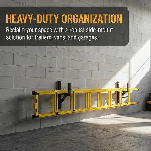 Ladder Rack for Truck, Side Mount Trailer Ladder Rack, 2 Racks Heavy Duty Enclosed Trailer Accessories with Bungee Cords Fit for Open and Enclosed Trailer Side Wall, Max 380 LBS per Pair in Saudi Arabia