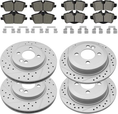 Front and Rear Drilled & Slotted Disc Brake Rotors Ceramic Brake Pads Kit Replacement for Mini Cooper 2007 2008 2009 2010 2011 2012 2013 in Saudi Arabia