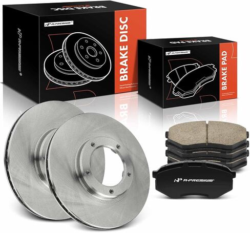 A-Premium 10.00 inch (254mm) Front Drilled and Slotted Disc Brake Rotors + Ceramic Pads Kit Compatible with Select Toyota Models - Tacoma 1995-2004, 6-PC Set in Kuwait