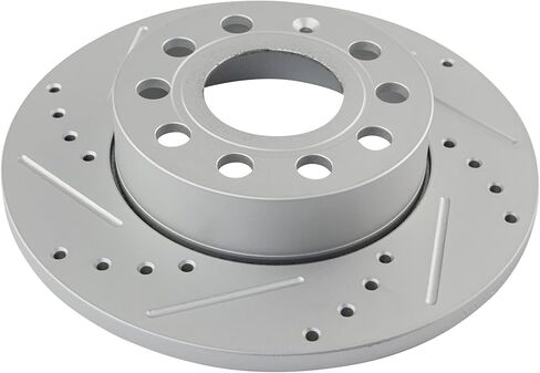 TRQ Rear Brake Pad and Rotor Set Semi Metallic Solid G Coated Rotors Calipers Compatible with 2010 Volkswagen Golf 2005-2010 Jetta 2006-2009 Rabbit in Kuwait