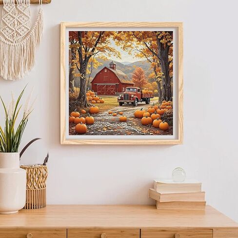 RYMILIE Vintage Fall Pumpkin Wagon Diamond Painting Kits for Adults, 5D Diamond Art Kits for Adults Beginners, 5D Full Round Drill Diamond Gem Painting Kits for Home Wall Decor 12x12 Inch in Saudi Arabia