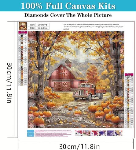 RYMILIE Vintage Fall Pumpkin Wagon Diamond Painting Kits for Adults, 5D Diamond Art Kits for Adults Beginners, 5D Full Round Drill Diamond Gem Painting Kits for Home Wall Decor 12x12 Inch in Saudi Arabia