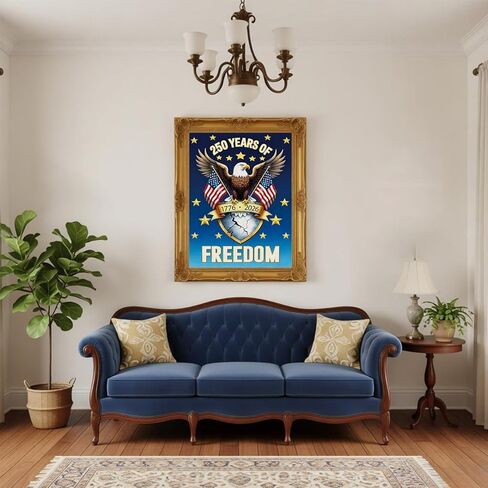 USZDL American Flag Diamond Art Kits for Adults,DIY Round Full Drill 5D Diamond Painting Kits for Beginners,Eagle Diamond Dots Paintings Picture Gem Art Kits for Adults,Home Wall Decor 12X16 in in Saudi Arabia