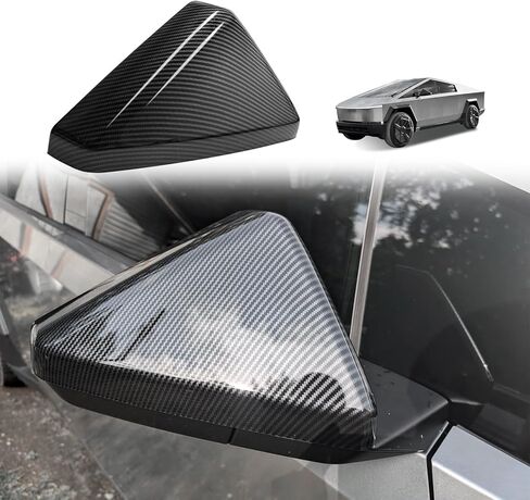 غطاء مرآة الرؤية الخلفية من BestEvMod متوافق مع 2026 2025 2024 2023 Tesla Cybertruck الملحقات الخارجية للسائق والراكب وأغطية مرآة الرؤية الجانبية للحماية قطعتين (نمط ألياف الكربون) in Kuwait