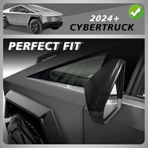 غطاء مرآة الرؤية الخلفية من BestEvMod متوافق مع 2026 2025 2024 2023 Tesla Cybertruck الملحقات الخارجية للسائق والراكب وأغطية مرآة الرؤية الجانبية للحماية قطعتين (نمط ألياف الكربون) in Kuwait