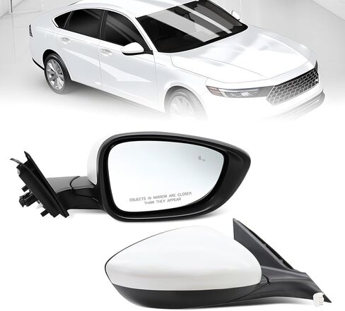 Right Passenger Side Mirror Assembly Compatible with 2023-2025 Accord Rearview Mirror with (BSM) Blind Spot Match & Heated and Power Glass (7Pins White) in Kuwait