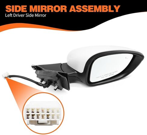 Right Passenger Side Mirror Assembly Compatible with 2023-2025 Accord Rearview Mirror with (BSM) Blind Spot Match & Heated and Power Glass (7Pins White) in Kuwait
