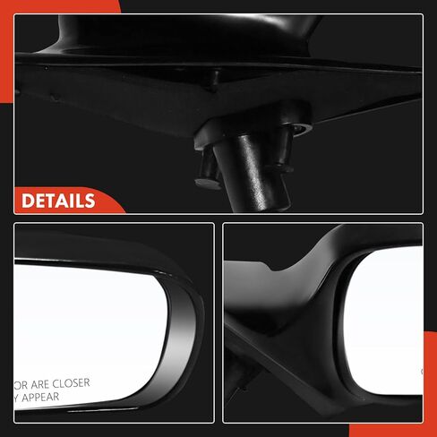 مرآة باب يدوية جانبية للركاب من A-Premium - متوافقة مع Toyota Camry 1997 1998 1999 2000 2001 - مرآة رؤية خلفية خارجية غير ساخنة قابلة للطي باللون الأسود in Kuwait