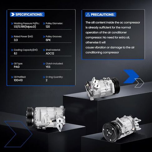 157504 ضاغط تكييف الهواء مع القابض متوافق مع فولفو S60 S80 S90 V60 V90 XC60 XC70 XC90 2.0L L4، GAS in Kuwait