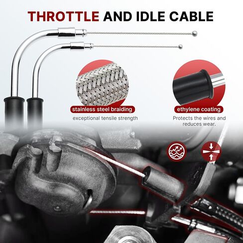 Touring 14" Handlebar Cables Kit No ABS, (Extended Clutch Cable & Throttle & Idle Cables & Brake Line & CAN-Bus) for Harley 2000-2006 Touring No ABS, No Cruise Control,Chrome in Kuwait