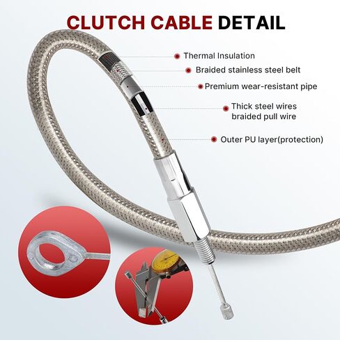 Touring 14" Handlebar Cables Kit No ABS, (Extended Clutch Cable & Throttle & Idle Cables & Brake Line & CAN-Bus) for Harley 2000-2006 Touring No ABS, No Cruise Control,Chrome in Kuwait