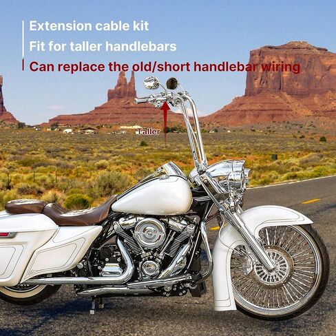 Touring 14" Handlebar Cables Kit No ABS, (Extended Clutch Cable & Throttle & Idle Cables & Brake Line & CAN-Bus) for Harley 2000-2006 Touring No ABS, No Cruise Control,Chrome in Kuwait