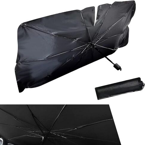 1 PC Car Sunshade Umbrella, Windshield Sun Shade with UV Block, Foldable Reflective Sunscreen Front Window Cover, Universal for Most Cars, Trucks, SUVs (55"x 31" Sliver #B) in Saudi Arabia