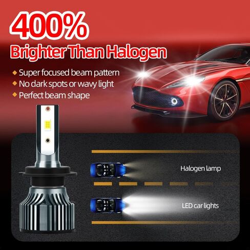LED Headlight Bulbs Combo for Hyundai Tucson 2016-2018,H7 High Beam and H7 Low Beam Combo with Built-in Fan, Heat Sink, 4-Pack in Kuwait