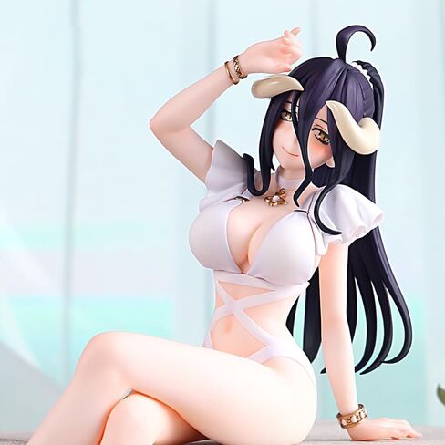QAHEART Albedo Figure, Anime Albedo Sitting, Albedo Scale Figure, Sitting Pose Action Figure Albedo Desktop Decoration Collectible in Saudi Arabia
