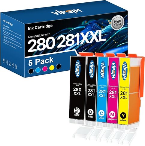 280XXL 281XXL Compatible for Ink 280 and 281 Cartridges 280XXL 281XXL for TR8620a Ink Cartridges to use with TR8620 TR8620a TS6320 TR7520 TS6120 TS6220 TS8220 (5 Pack) in Saudi Arabia