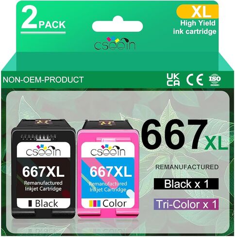 667XL Ink Cartridge Black and Color Replacement for HP Ink 667XL Ink Cartridges for DeskJet Ink Advantage DeskJet 1275 2374 2375 2376 2775 2776 6075 6475 6476 Printer (1 Black, 1 Color) in Saudi Arabia