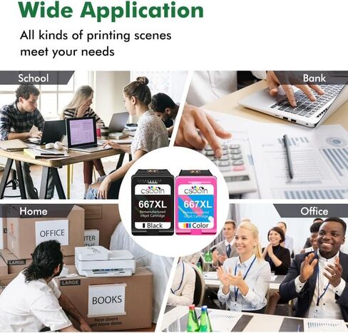 667XL Ink Cartridge Black and Color Replacement for HP Ink 667XL Ink Cartridges for DeskJet Ink Advantage DeskJet 1275 2374 2375 2376 2775 2776 6075 6475 6476 Printer (1 Black, 1 Color) in Saudi Arabia