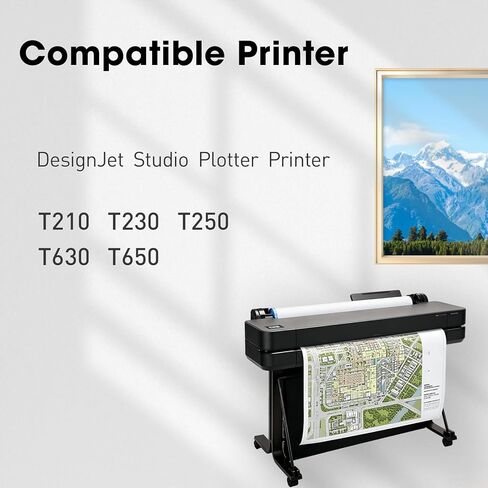 مجموعة خراطيش حبر 712XL 712 عالية الإنتاجية متوافقة مع طابعة HP DesignJet T210 T230 T250 T630 T650 Studio Plotter (4 عبوات، أسود سماوي أرجواني أصفر، 80 مل أسود + 29 مل لون) in Kuwait