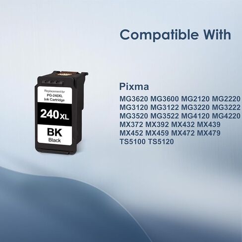 SHUPAN PG-240XL Black Ink Cartridge Remanufactured for Canon PG-240 240XL 240 XL Ink for Pixma MG3600 MX472 MX512 MX532 MX432 TS5120 Printer (1 Black) in Kuwait