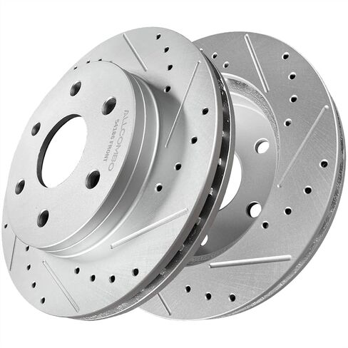 Allcombo 13.70" Rear Brake Rotors for 2012 2013 2014 2015 2016 2017 2018 2019 2020 Ford F-150, Drilled and Slotted Brakes Replacement 54186, [Manual Parking Brake Only; 6-Stud] in Saudi Arabia