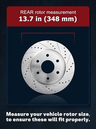 Allcombo 13.70" Rear Brake Rotors for 2012 2013 2014 2015 2016 2017 2018 2019 2020 Ford F-150, Drilled and Slotted Brakes Replacement 54186, [Manual Parking Brake Only; 6-Stud] in Saudi Arabia