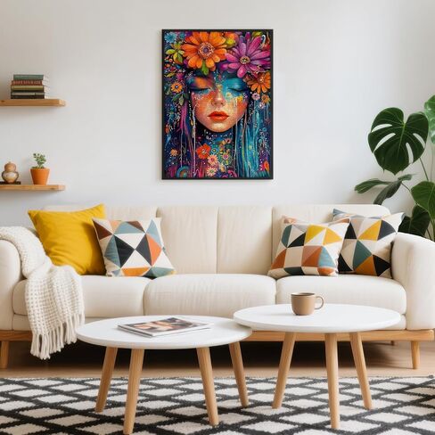 500 Piece Puzzles for Adults, Floral Art Woman Portrait Jigsaw Puzzle, Colorful Flower Decor Cardboard Puzzle with Letters on Back for Game Nights & Home Decor, 15×20 Inch in Saudi Arabia