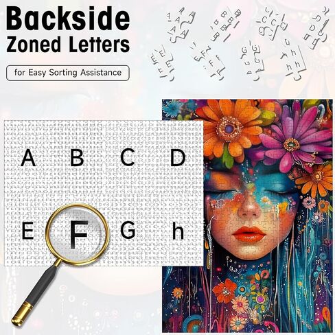500 Piece Puzzles for Adults, Floral Art Woman Portrait Jigsaw Puzzle, Colorful Flower Decor Cardboard Puzzle with Letters on Back for Game Nights & Home Decor, 15×20 Inch in Saudi Arabia