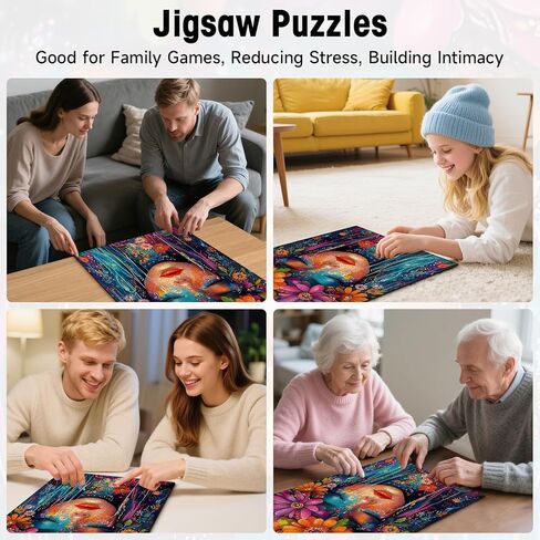 500 Piece Puzzles for Adults, Floral Art Woman Portrait Jigsaw Puzzle, Colorful Flower Decor Cardboard Puzzle with Letters on Back for Game Nights & Home Decor, 15×20 Inch in Saudi Arabia