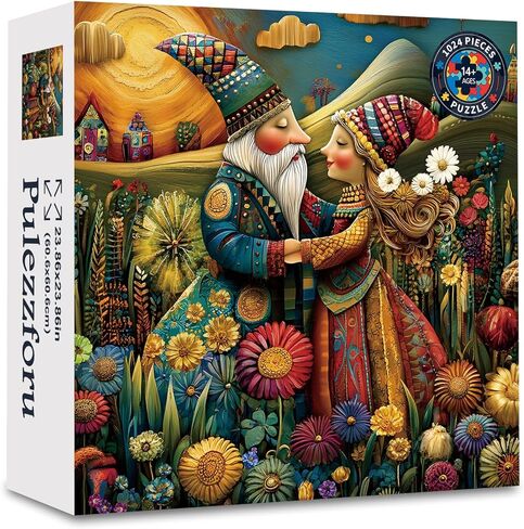 1024 Pieces Puzzle for Adults, Bohemian Couple Floral Field Jigsaw Puzzle, Hard Challenge Art Collection Fun Jigsaw Puzzle for Family Games Lovers in Kuwait