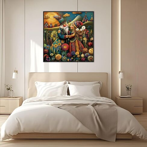 1024 Pieces Puzzle for Adults, Bohemian Couple Floral Field Jigsaw Puzzle, Hard Challenge Art Collection Fun Jigsaw Puzzle for Family Games Lovers in Kuwait