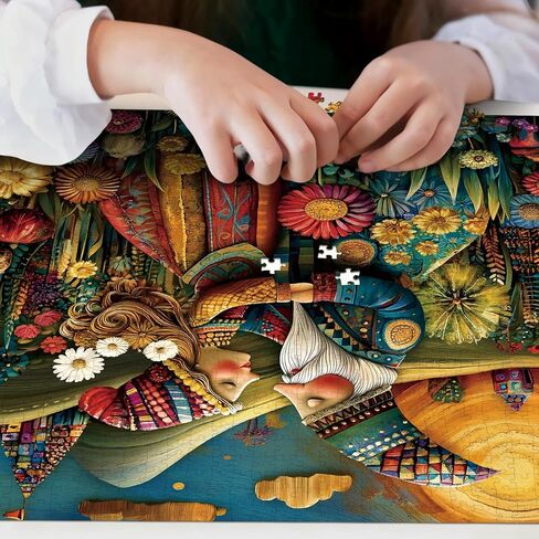 1024 Pieces Puzzle for Adults, Bohemian Couple Floral Field Jigsaw Puzzle, Hard Challenge Art Collection Fun Jigsaw Puzzle for Family Games Lovers in Kuwait