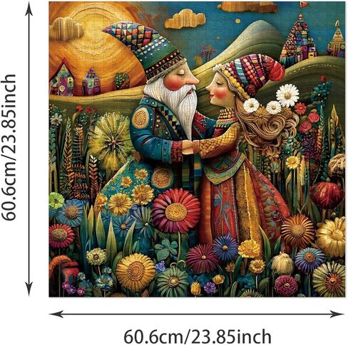 1024 Pieces Puzzle for Adults, Bohemian Couple Floral Field Jigsaw Puzzle, Hard Challenge Art Collection Fun Jigsaw Puzzle for Family Games Lovers in Kuwait