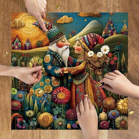 1024 Pieces Puzzle for Adults, Bohemian Couple Floral Field Jigsaw Puzzle, Hard Challenge Art Collection Fun Jigsaw Puzzle for Family Games Lovers in Kuwait