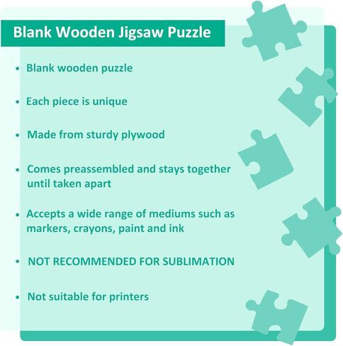 48 Piece Blank Puzzle with Tray to Draw on, Each Piece is Unique, Custom Puzzle 14.2x10.6 Inches for Crafts & DIY, Make Your Own Wooden Jigsaw Puzzles in Saudi Arabia