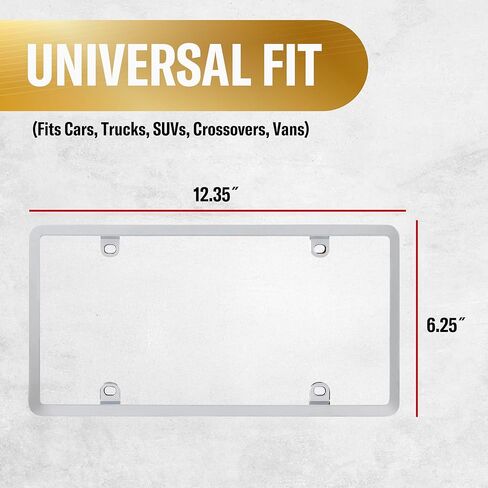 Custom Accessories Deluxe Heavy-Duty Metal License Plate Frame and Cover, Chrome-Smoke, UV-Resistant Polycarbonate Shield, Anti-Theft Hardware, Mounting Caps Included, Car Wash Safe in Kuwait