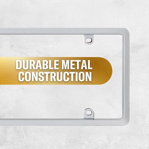 Custom Accessories Deluxe Heavy-Duty Metal License Plate Frame and Cover, Chrome-Smoke, UV-Resistant Polycarbonate Shield, Anti-Theft Hardware, Mounting Caps Included, Car Wash Safe in Kuwait