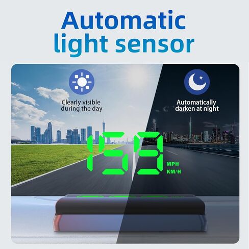 ARTILAURA Digital Speedometer Car HUD Head Up Display MPH KM/H, Overspeed Alarm, Automatic Photosensitive, 3 Level Speed Alarm Plug-and-Play for All Vehicle (Green) in Saudi Arabia