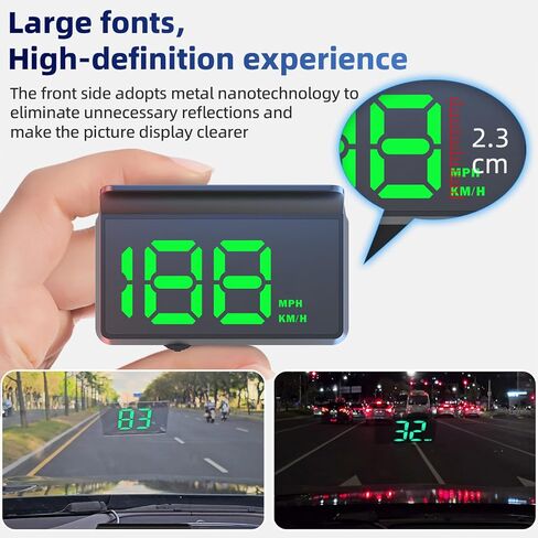 ARTILAURA Digital Speedometer Car HUD Head Up Display MPH KM/H, Overspeed Alarm, Automatic Photosensitive, 3 Level Speed Alarm Plug-and-Play for All Vehicle (Green) in Saudi Arabia