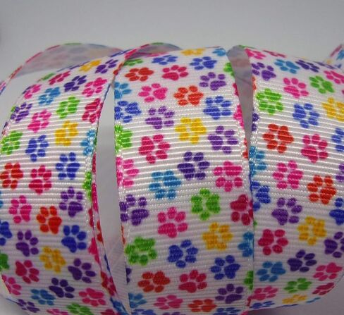 Grosgrain Ribbon - Mini Colorful Paw Print Ribbon - 7/8" Wide - 10 Yards - Great for Pet Bows and Crafts! in Saudi Arabia
