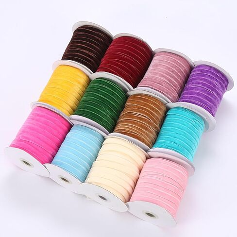 Abbaoww 50 Yards Vintage Hot Pink Velvet Ribbon 3/8 Inch Wide for Gift Wrapping Christmas Wedding Home Decoration DIY Projects (Hot Pink) in Saudi Arabia