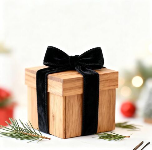 Meseey 2.5 Inch Black Velvet Wired Ribbon, 10 Yards Wide Black Velvet Ribbon with Wire Edge for Christmas Tree Gift Wrapping Holiday Bouquet Decor in Kuwait