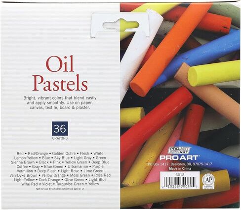 PRO ART Oil Pastels Regular Vivid Color 36pc, Soft & Oil Pastels for Artists, Artist Crayons for Drawing & Sketching, Pastel Art Supplies for Adults in Kuwait