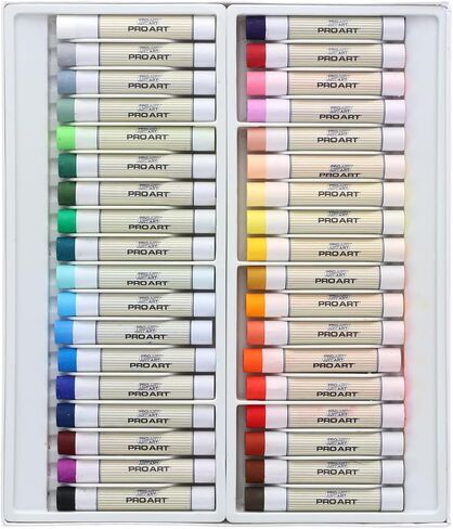 PRO ART Oil Pastels Regular Vivid Color 36pc, Soft & Oil Pastels for Artists, Artist Crayons for Drawing & Sketching, Pastel Art Supplies for Adults in Kuwait
