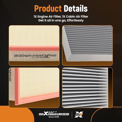 maXpeedingrods Engine Air Filter and Cabin Air Filter Kit for Nissan Pathfinder 3.5L 2022 2023 2024 2025 2026, for INFINITI QX60 3.5L 2022-2026. Replaces CA12931 CF12312 in Kuwait