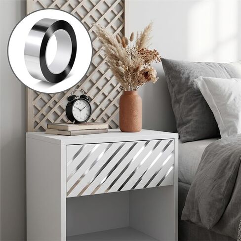 6 Rolls Metallic Mirror Tape, Gold & Silver 1/2 Inch Self Adhesive Mirror Tape Polyester Film Decor Tapes DIY Graphic ArtTape for Wall Decor TV Frame Crafts Decoration and Gift Box Wrapping in Kuwait